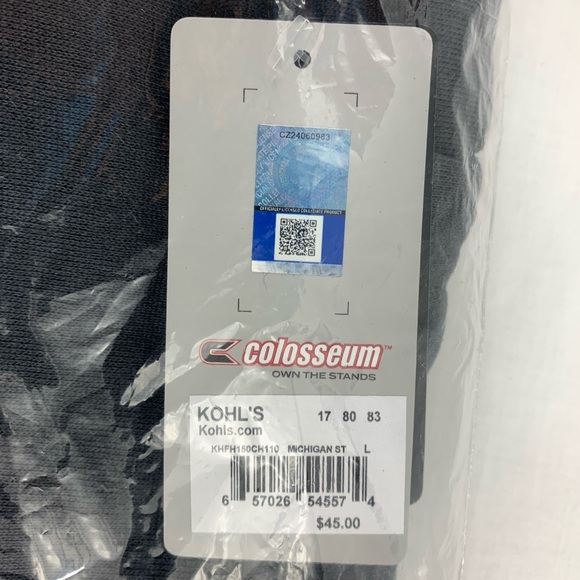 Michigan State Spartans Hoodie Pullover Fleece Gray Green Mens Size Large NEW - Picture 3 of 4